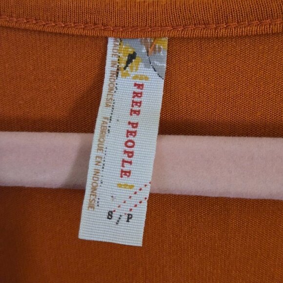 Free People Orange/Rust Crochet Button-Front Tunic Rayon Babydoll Dress Size S - Picture 5 of 6